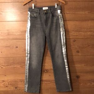 Frame sz 26 Le High Straight Field Foil Tux Jeans